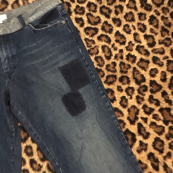 Armani Exchange AX Patchwork Denim Boot cut Jeans Flap Back Pockets Size 12 - Picture 2 of 8